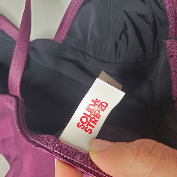 Solid & Striped || Olympia Metallic Eggplant One Piece Bathing Suit Small - Picture 10 of 13